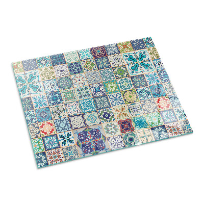 Plaque verre pour poêle rectangulaire Motifs de mosaïque sur les carreaux