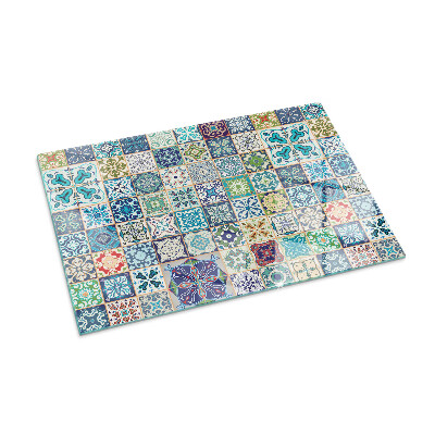 Plaque verre pour poêle rectangulaire Motifs de mosaïque sur les carreaux