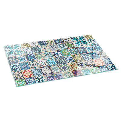 Plaque verre pour poêle rectangulaire Motifs de mosaïque sur les carreaux