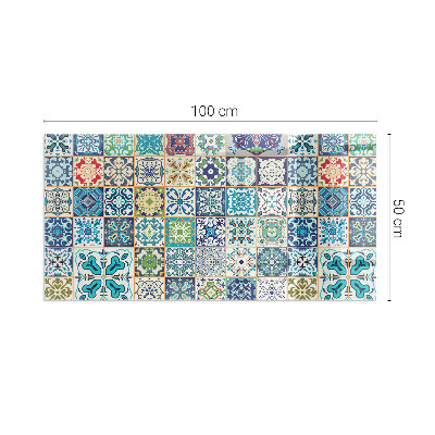 Plaque verre pour poêle rectangulaire Motifs de mosaïque sur les carreaux