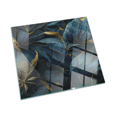 Plaque verre pour poêle rectangulaire Feuilles élégantes en texture