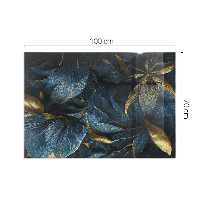 Plaque verre pour poêle rectangulaire Feuilles élégantes en texture