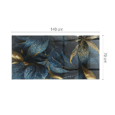 Plaque verre pour poêle rectangulaire Feuilles élégantes en texture