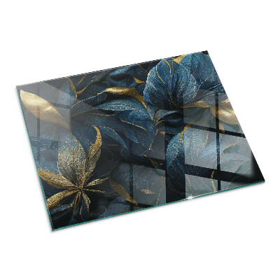 Plaque verre pour poêle rectangulaire Feuilles élégantes en texture