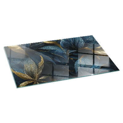 Plaque verre pour poêle rectangulaire Feuilles élégantes en texture