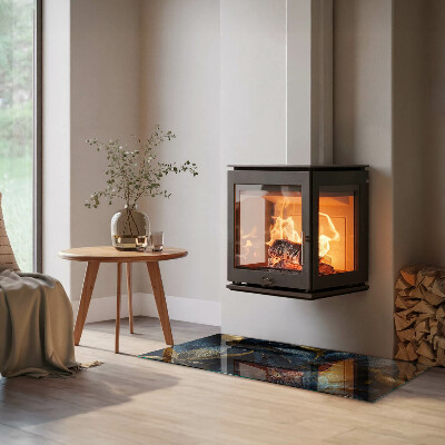 Plaque verre pour poêle rectangulaire Feuilles élégantes en texture