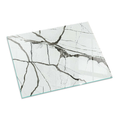 Plaque verre pour poêle rectangulaire Motif de veines de marbre