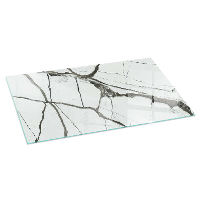 Plaque verre pour poêle rectangulaire Motif de veines de marbre