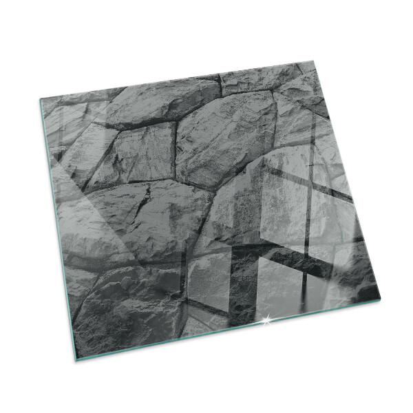 Plaque de sol en verre pour poêle rectangulaire Motif en pierre naturelle