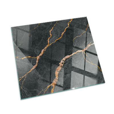 Plaque verre pour poêle rectangulaire Marbre élégant avec veines
