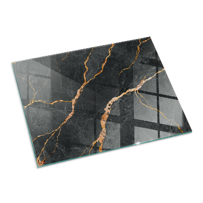 Plaque verre pour poêle rectangulaire Marbre élégant avec veines