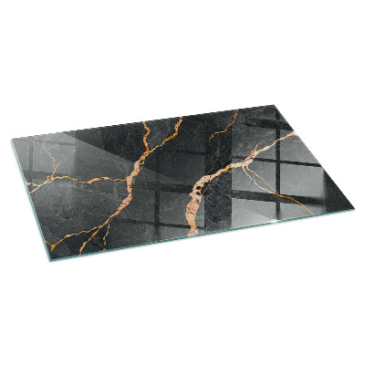 Plaque verre pour poêle rectangulaire Marbre élégant avec veines