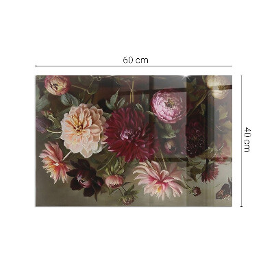 Plaque de sol en verre pour poêle rectangulaire Bouquet de fleurs en détail