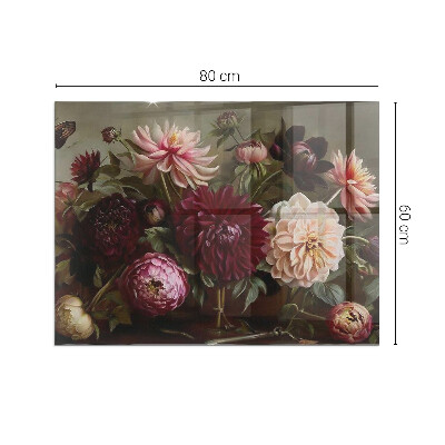 Plaque de sol en verre pour poêle rectangulaire Bouquet de fleurs en détail
