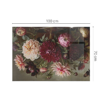 Plaque de sol en verre pour poêle rectangulaire Bouquet de fleurs en détail