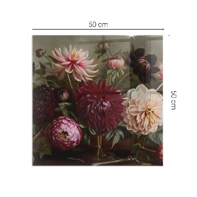 Plaque de sol en verre pour poêle rectangulaire Bouquet de fleurs en détail