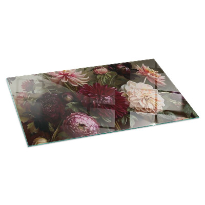 Plaque de sol en verre pour poêle rectangulaire Bouquet de fleurs en détail