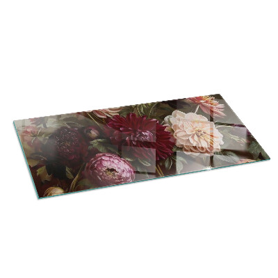 Plaque de sol en verre pour poêle rectangulaire Bouquet de fleurs en détail