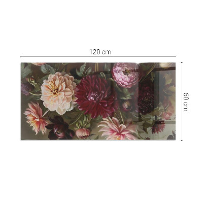 Plaque de sol en verre pour poêle rectangulaire Bouquet de fleurs en détail
