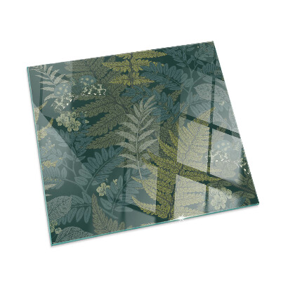 Plaque verre pour poêle rectangulaire Motifs végétaux avec des papillons