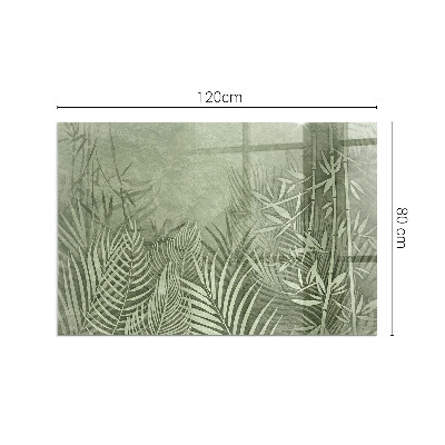 Plaque de sol en verre pour poêle rectangulaire Feuilles tropicales en arrière-plan