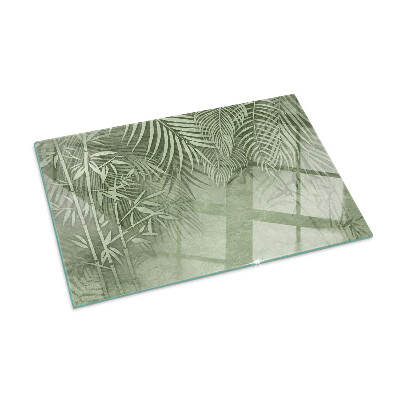 Plaque de sol en verre pour poêle rectangulaire Feuilles tropicales en arrière-plan