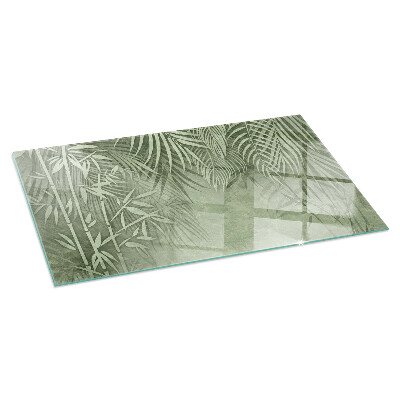 Plaque de sol en verre pour poêle rectangulaire Feuilles tropicales en arrière-plan