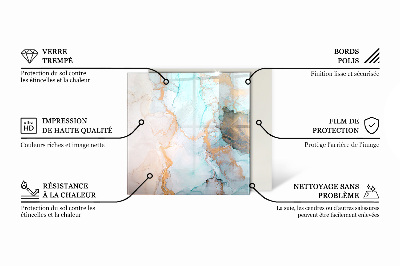 Verre sous poêle à bois hexagonale accents de marbre aux veinures délicates