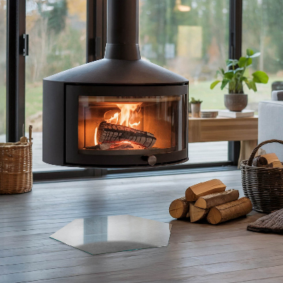 Plaque de sol en verre pour poêle hexagonale Structure en béton avec effet