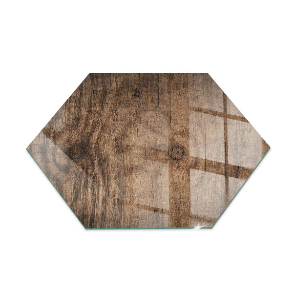 Plaque de verre pour cheminée hexagonale Motif en bois de pin