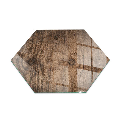 Plaque de verre pour cheminée hexagonale Motif en bois de pin