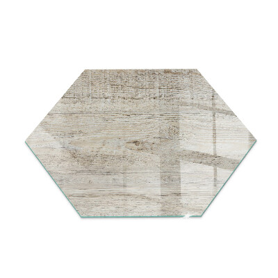 Plaque de sol en verre pour poêle hexagonale Motif bois clair naturel