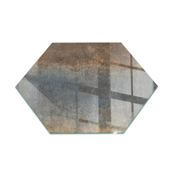 Verre sous poêle à bois hexagonale Motif abstrait aux textures variées
