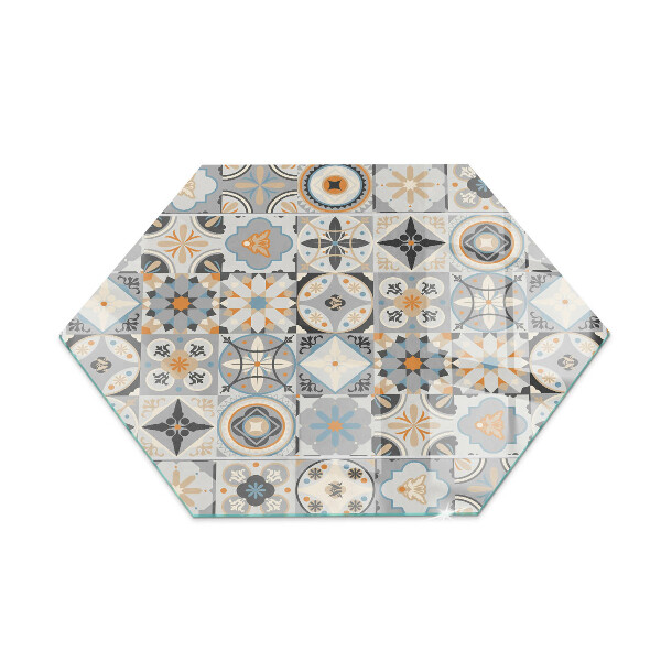 Plaque de sol en verre pour poêle hexagonale Motifs de mosaïque en formes carrelées