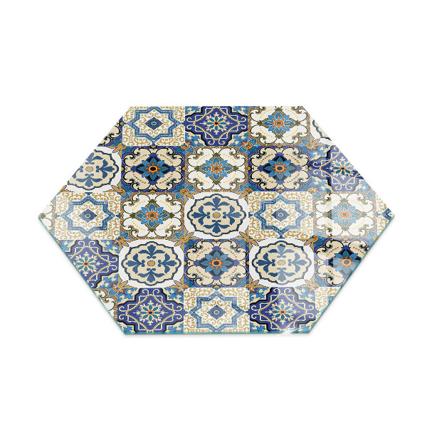 Plaque de verre pour cheminée hexagonale Motif mosaïque avec accents floraux