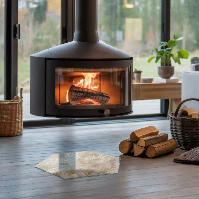 Verre sous poêle à bois hexagonale Motifs de feuilles délicats