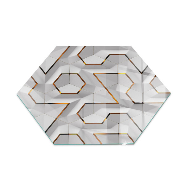 Plaque verre pour poêle hexagonale Motif de formes tridimensionnelles