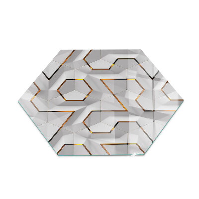 Plaque verre pour poêle hexagonale Motif de formes tridimensionnelles