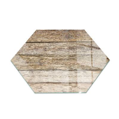 Plaque verre pour poêle hexagonale Grain de bois dans un style naturel