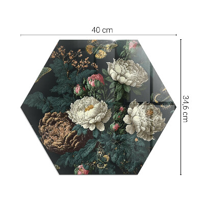 Plaque de sol en verre pour poêle hexagonale Motif floral avec des papillons