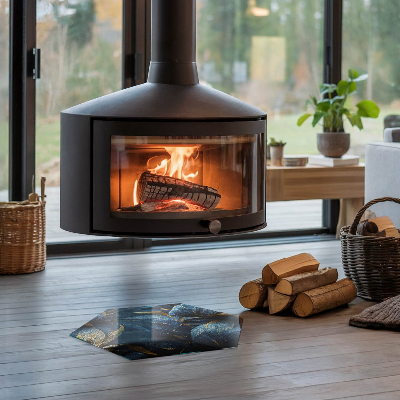 Verre sous poêle à bois hexagonale Feuilles élégantes dans la structure