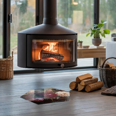 Plaque verre pour poêle hexagonale Détails floraux en pleine floraison