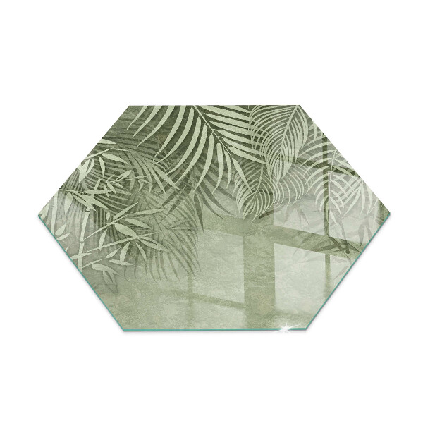 Plaque de sol en verre pour poêle hexagonale Feuilles tropicales en arrière-plan