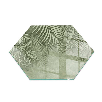 Plaque de sol en verre pour poêle hexagonale Feuilles tropicales en arrière-plan