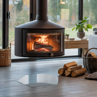 Plaque de sol en verre pour poêle hexagonale Couleur grise