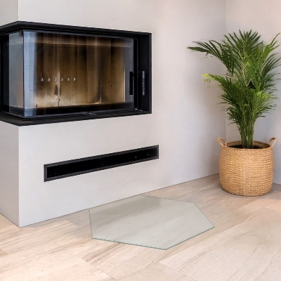 Verre sous poêle à bois Semitransparent hexagonale
