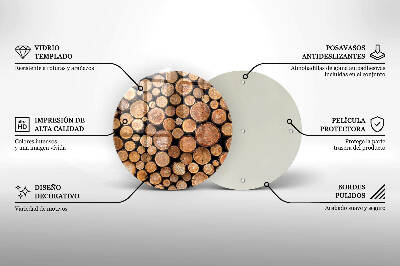 Dessous de bougie ronde Troncs d'arbre