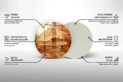 Dessous de bougie ronde Texture de planche en bois