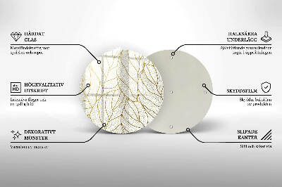 Dessous de bougie ronde Motif de feuilles en dessin au trait
