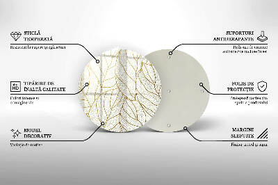 Dessous de bougie ronde Motif de feuilles en dessin au trait